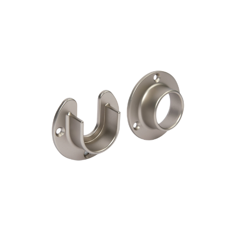 Round Matte Nickel Closet Rod Screw-In End Supports