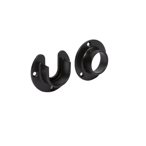 Round Matte Black Closet Rod Screw In End Supports