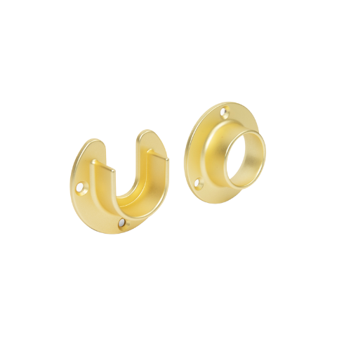 Round Matte Brass Closet Rod Screw In End Supports