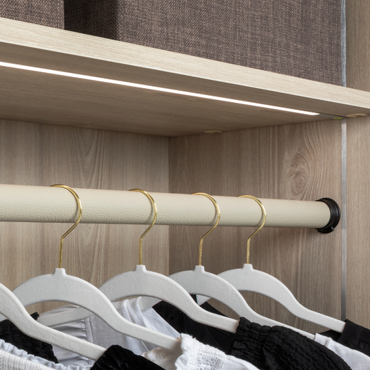 Round White Leather Closet Rod