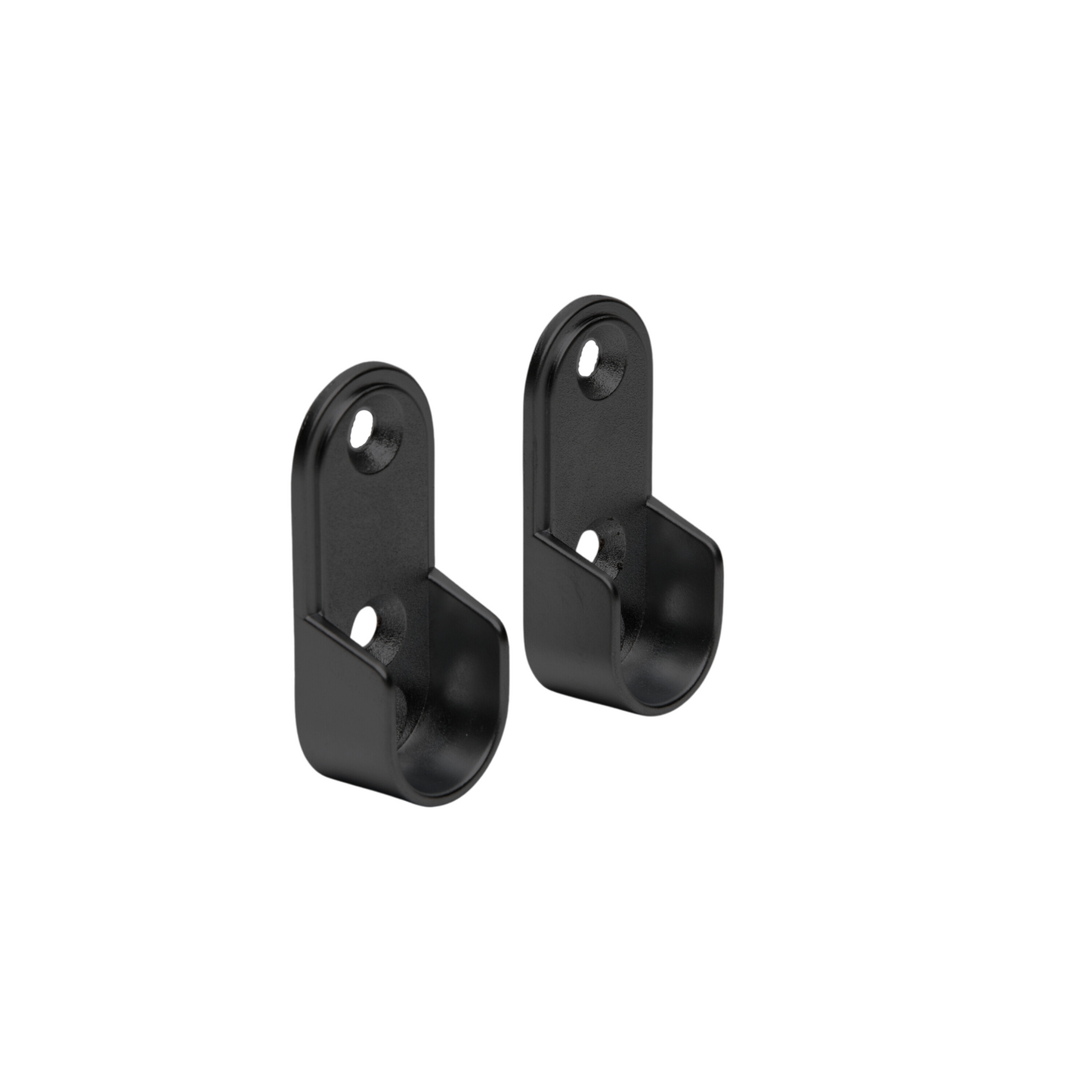 Oval Matte Black Closet Rod Screw-In End Supports