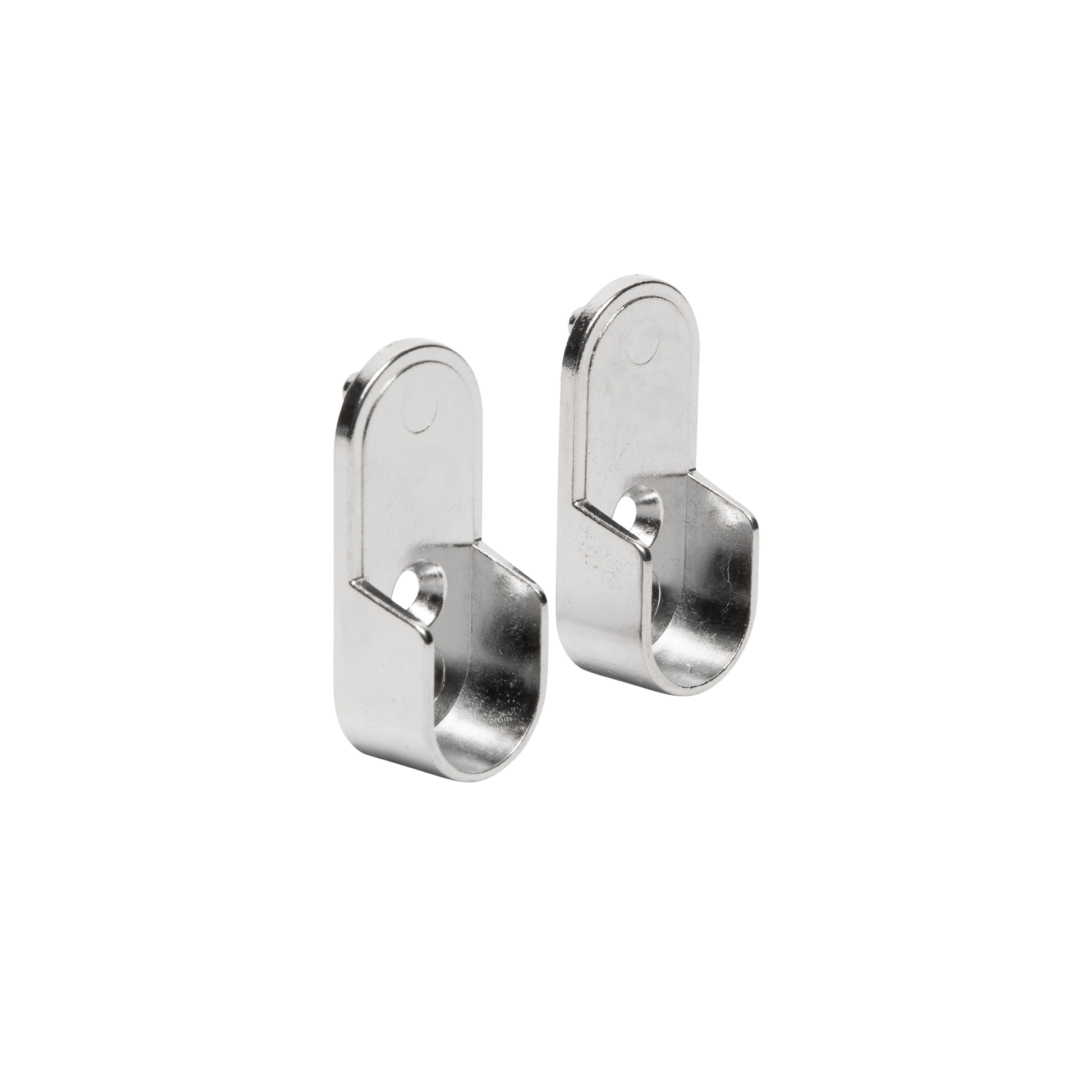 Oval Polished Chrome Closet Rod End Supports