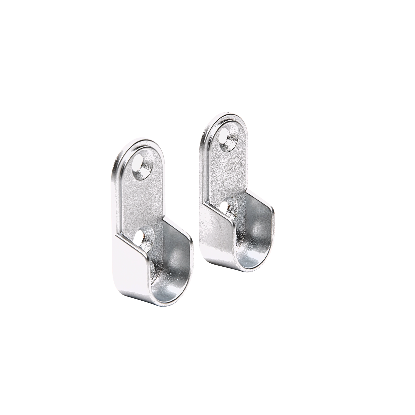 Oval Polished Chrome Closet Rod Screw In End Supports